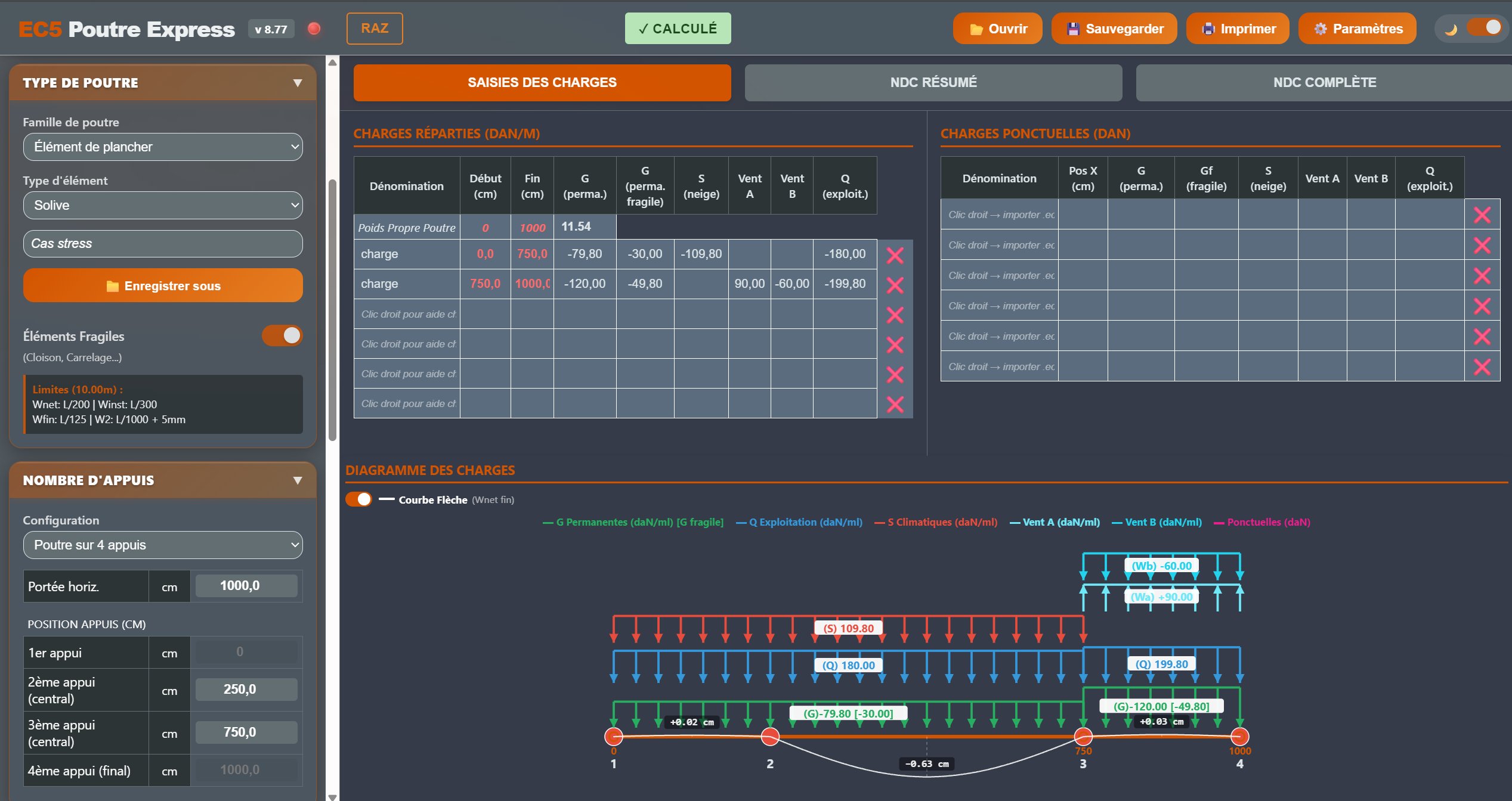 Interface en mode sombre